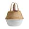 12" Boho Chic Handmade Cotton & Jute White Woven Basket Planter